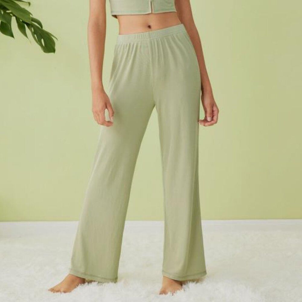 CIDER Green Wide Leg Elastic Waist Ribbed Lounge Pants size XL New!